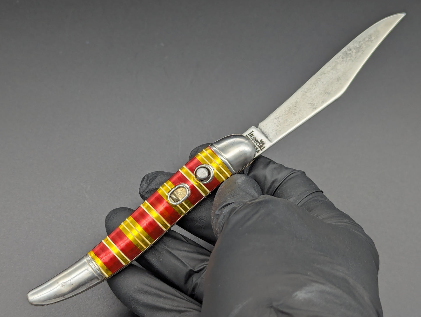 Imperial USA Shur-Snap Candy Stripe Toothpick Automatic Knife #1