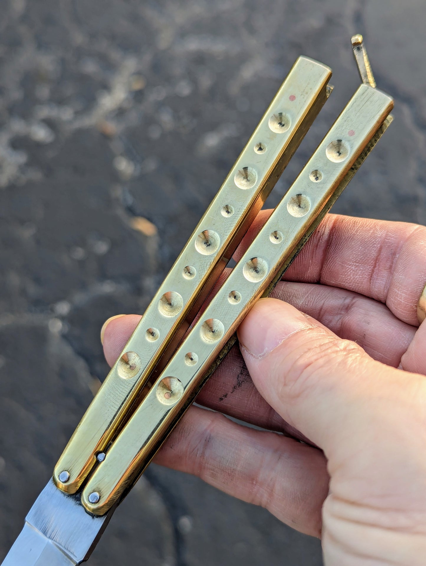 9" Solid Brass Milled FHM Balisong Knife Rambo
