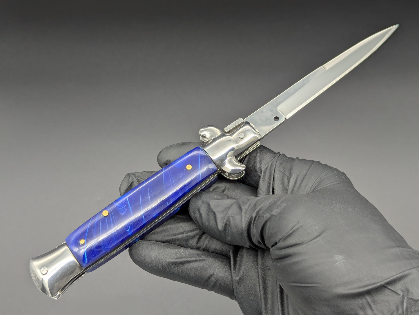9" BLUE PEARL BAYO BLADE ITALIAN STYLE STILETTO
