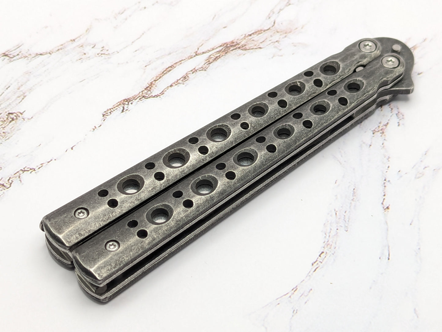 9" Stonewashed Tanto Balisong Butterfly Knife