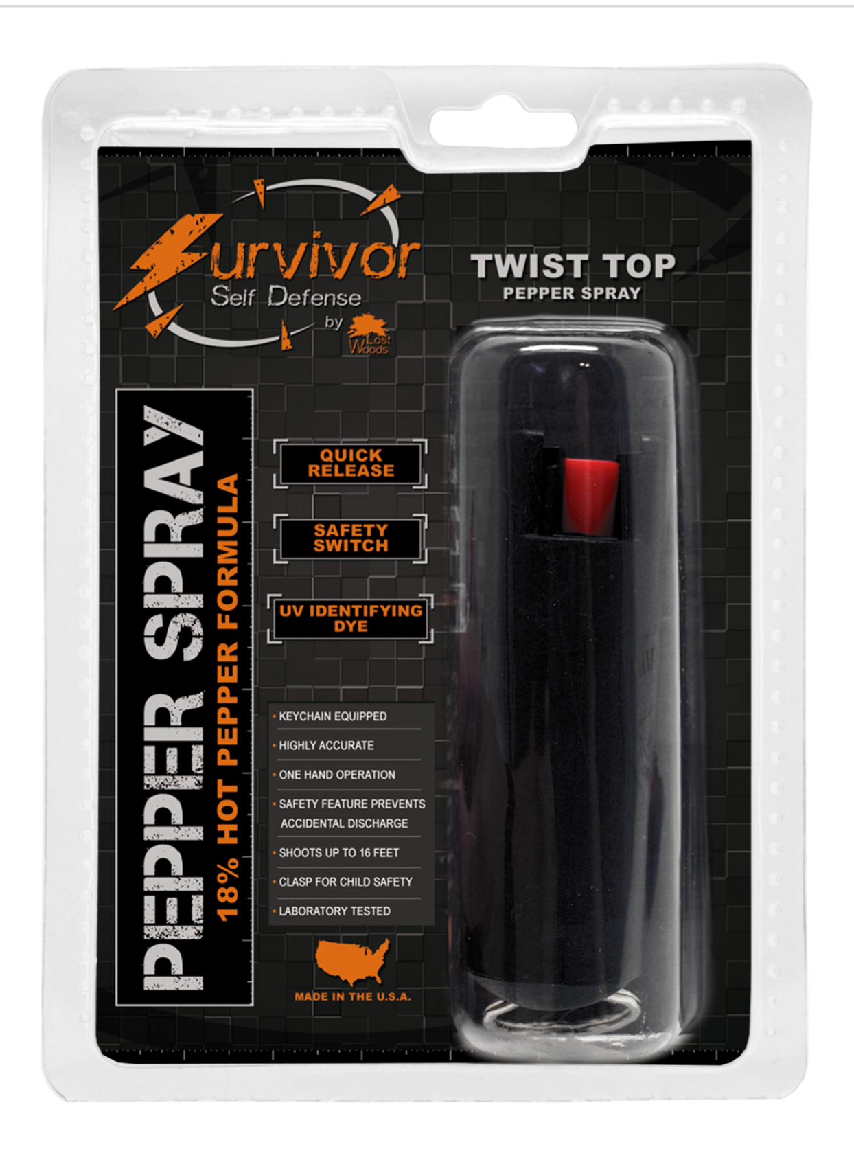 1/2 oz BLACK 18% OC HARDSHELL PEPPER SPRAY