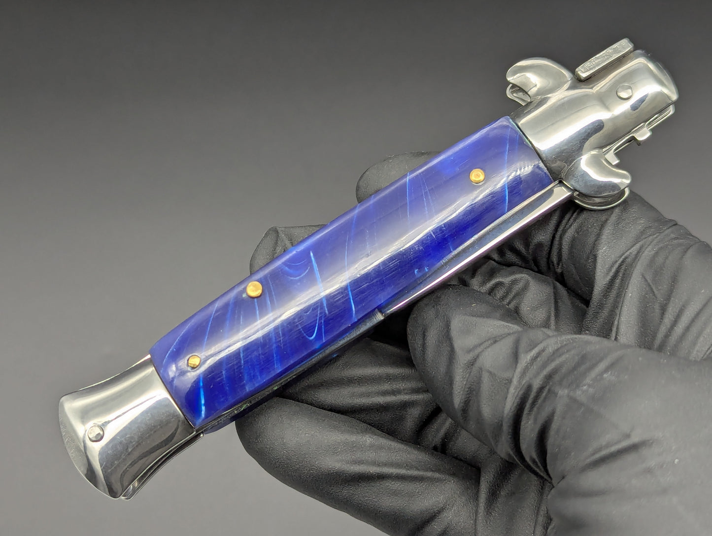 9" BLUE PEARL BAYO BLADE ITALIAN STYLE STILETTO