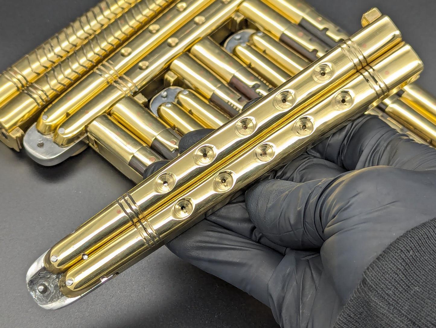 11" 354 GRAM HEAVYWEIGHT FHM BALISONG BRASS/ WHARNCLIFF