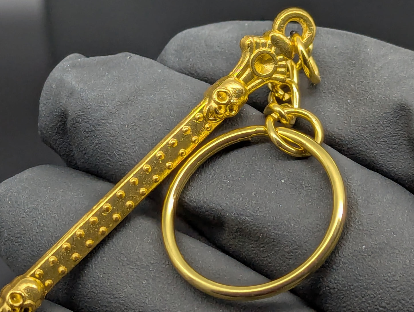 GOLD BLING SKULL MAGIC PARTY SPOON KEYRING