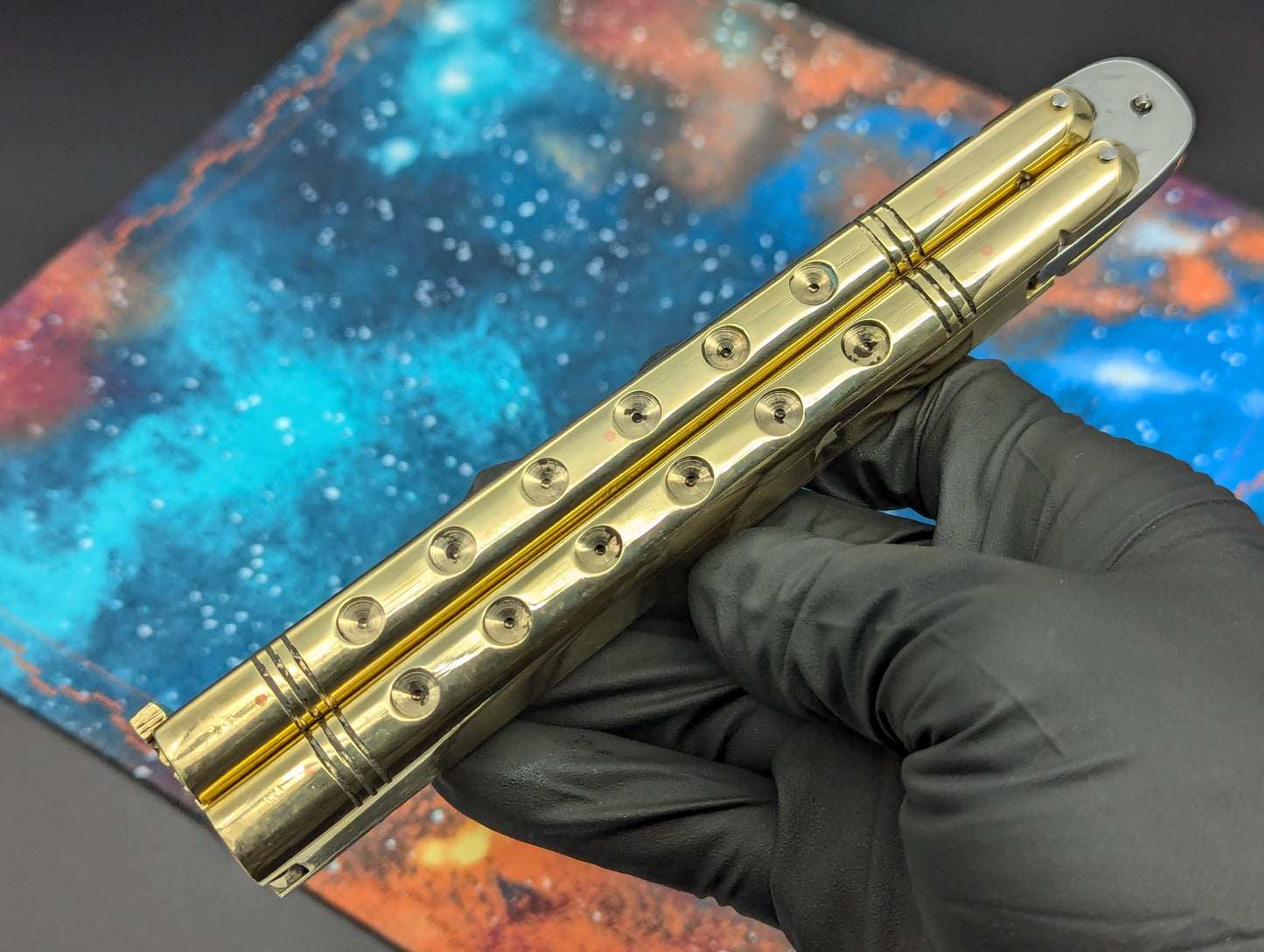 11" Gut Hook Clip Blade Ultra Heavy Brass FHM Balisong