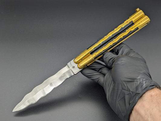 11" FILIPINO KALUPKOP BRASS/ BK COMPOSITE KRIS BALISONG