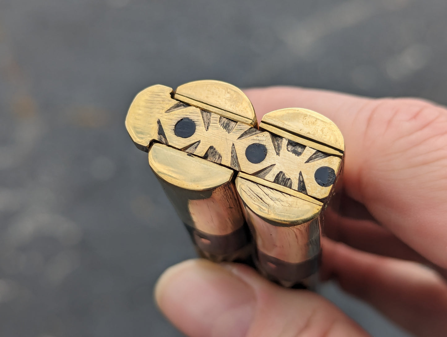 11" FHM 2-TONE STAG/ BONE BRASS BALISONG KRIS BLADE