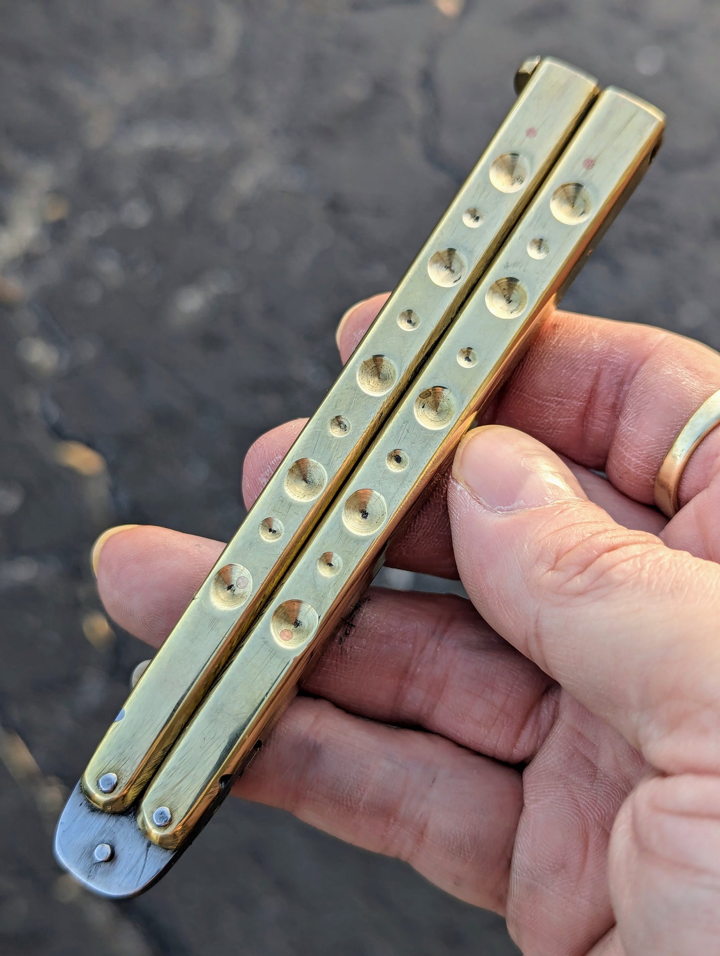 9" Solid Brass Milled FHM Balisong Knife Rambo