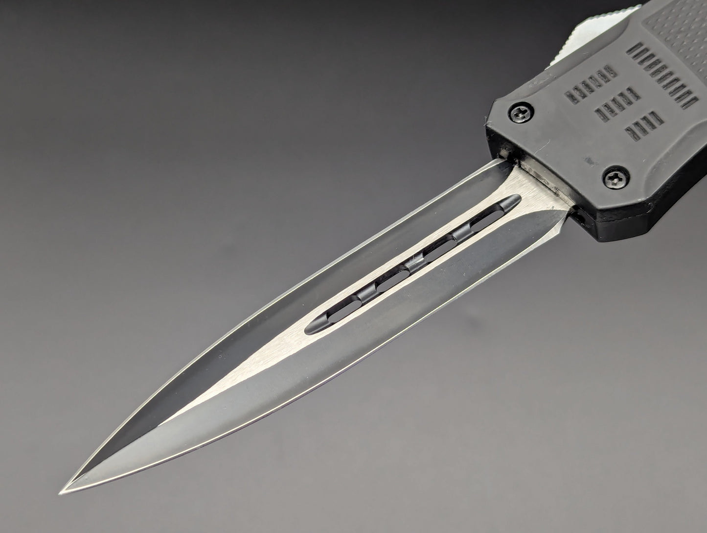 9" 2-Tone Black Dual Edge CQC OTF Automatic Knife