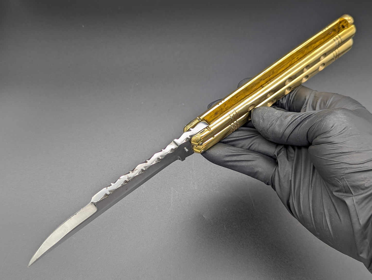 11" 380 GRAM HEAVYWEIGHT FHM BALISONG BRASS/ WHARNCLIFF