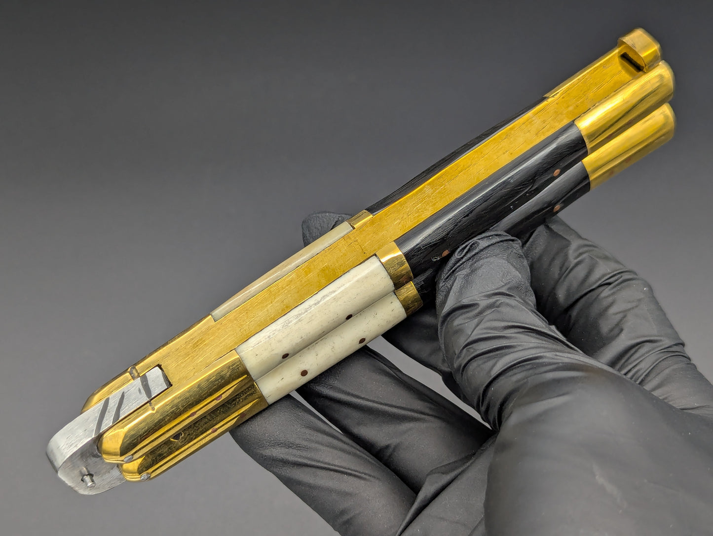 11" FHM BONE / BUFFALO HORN & BRASS BALISONG KRIS BLADE