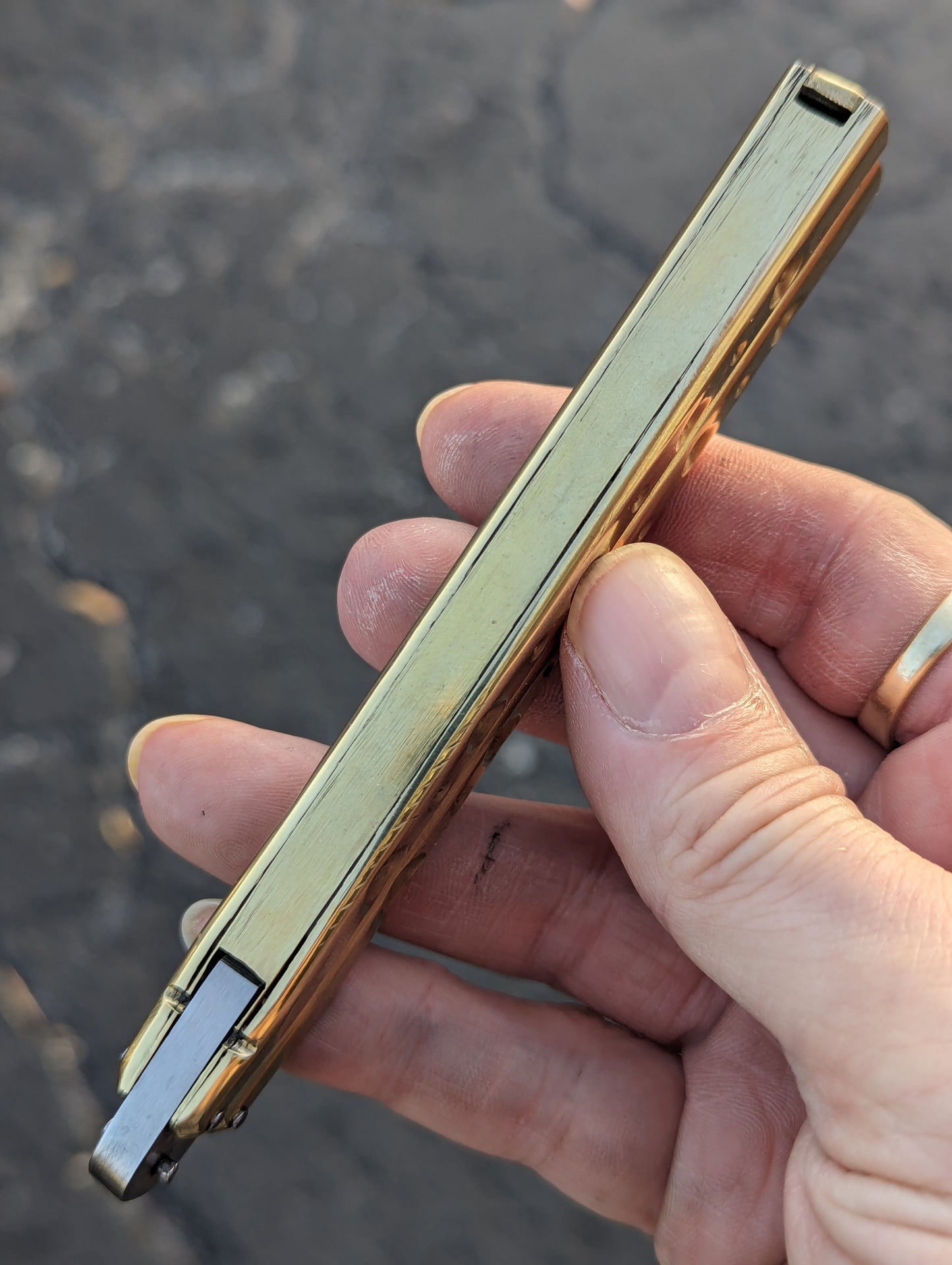 9" Solid Brass Milled FHM Balisong Knife Clip Point