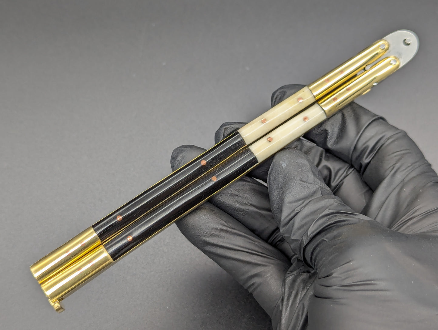 11" ULTRA SLIMLINE 2-TONE BONE & HORN FHM BALISONG CP