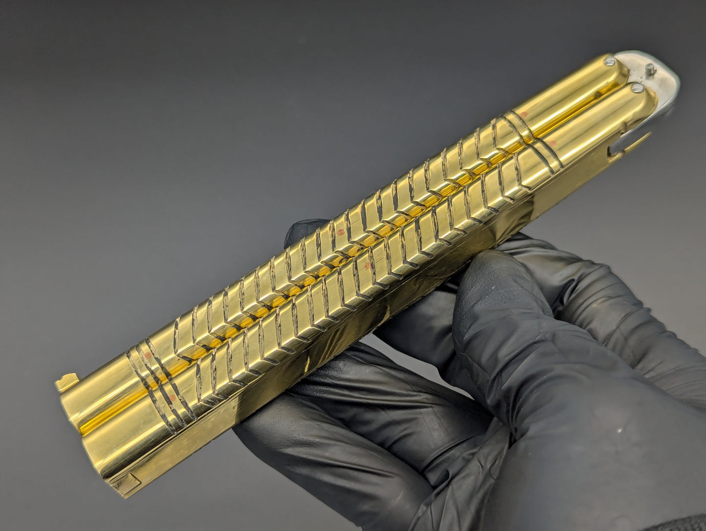 11" 376 GRAM HEAVYWEIGHT FHM BALISONG BRASS/ CLIP