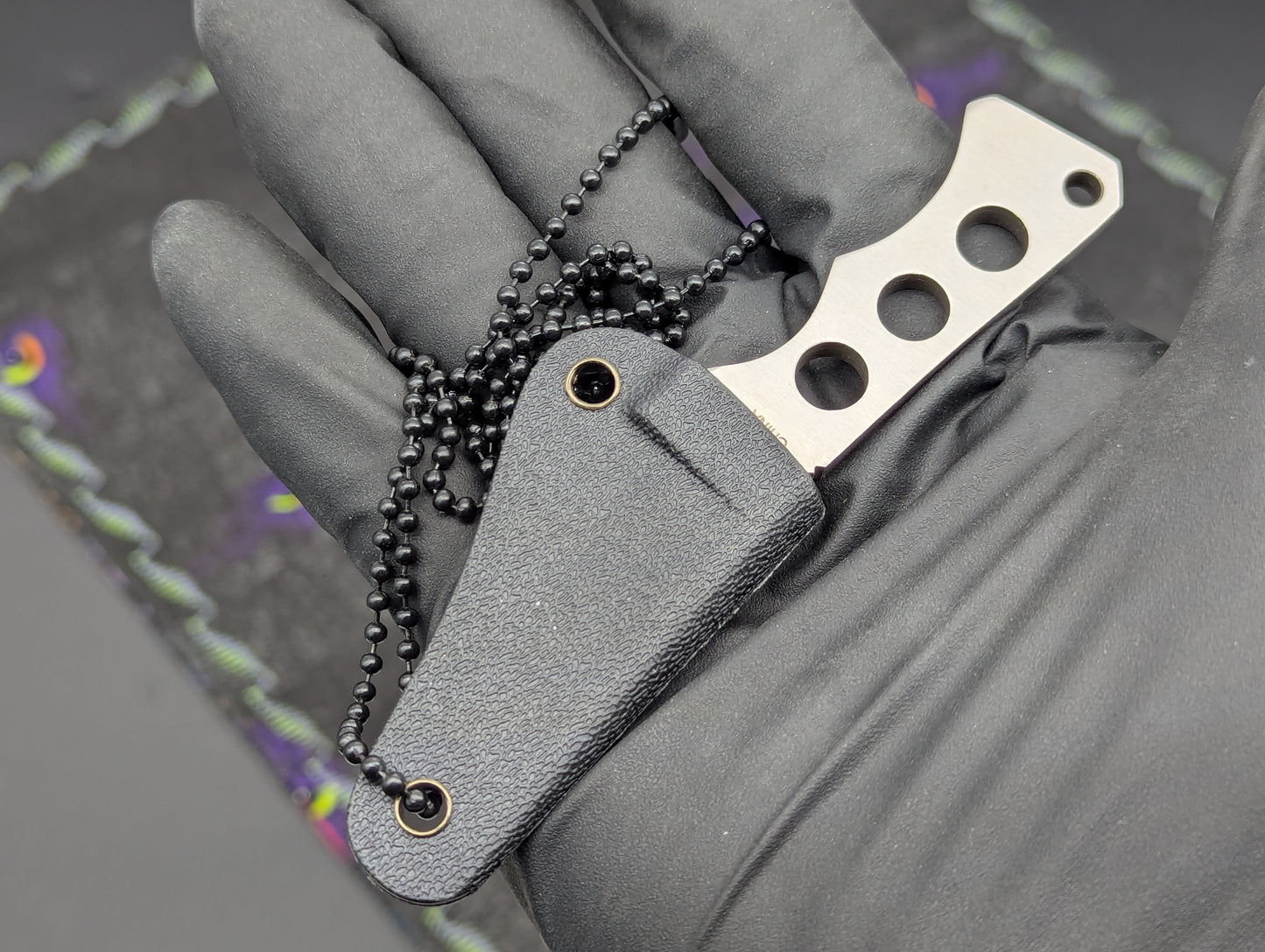 3.5" HARDENED STEEL SPIKE MINI NECK KNIFE w/ SHEATH