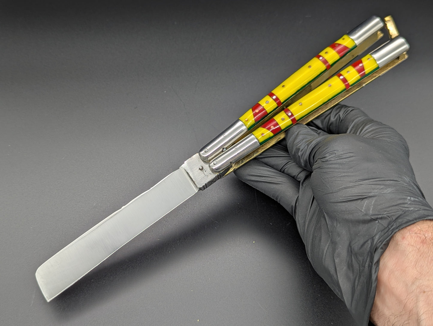 29cm 256g FIESTA STRAIGHT RAZOR FHM BALISONG YELLOW/ RED