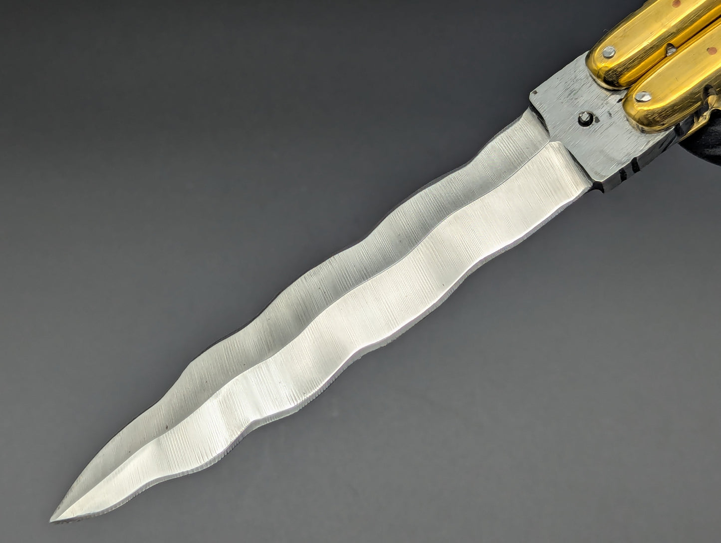 11" FILIPINO KALUPKOP BRASS/ BK COMPOSITE KRIS BALISONG