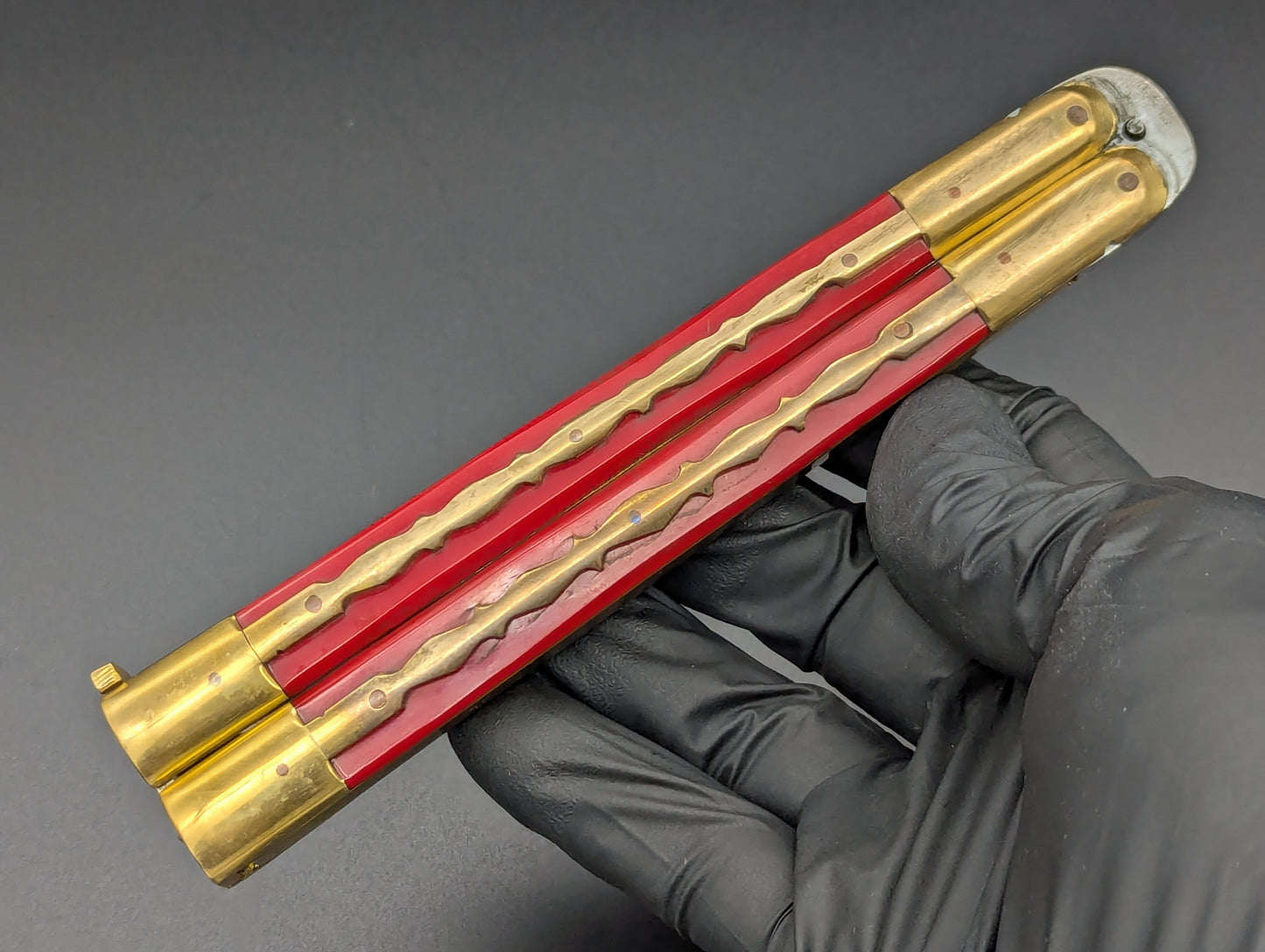 11" KALAPKUP BRASS/ RED RAMBO BOTTLE OPENER FHM BALISONG