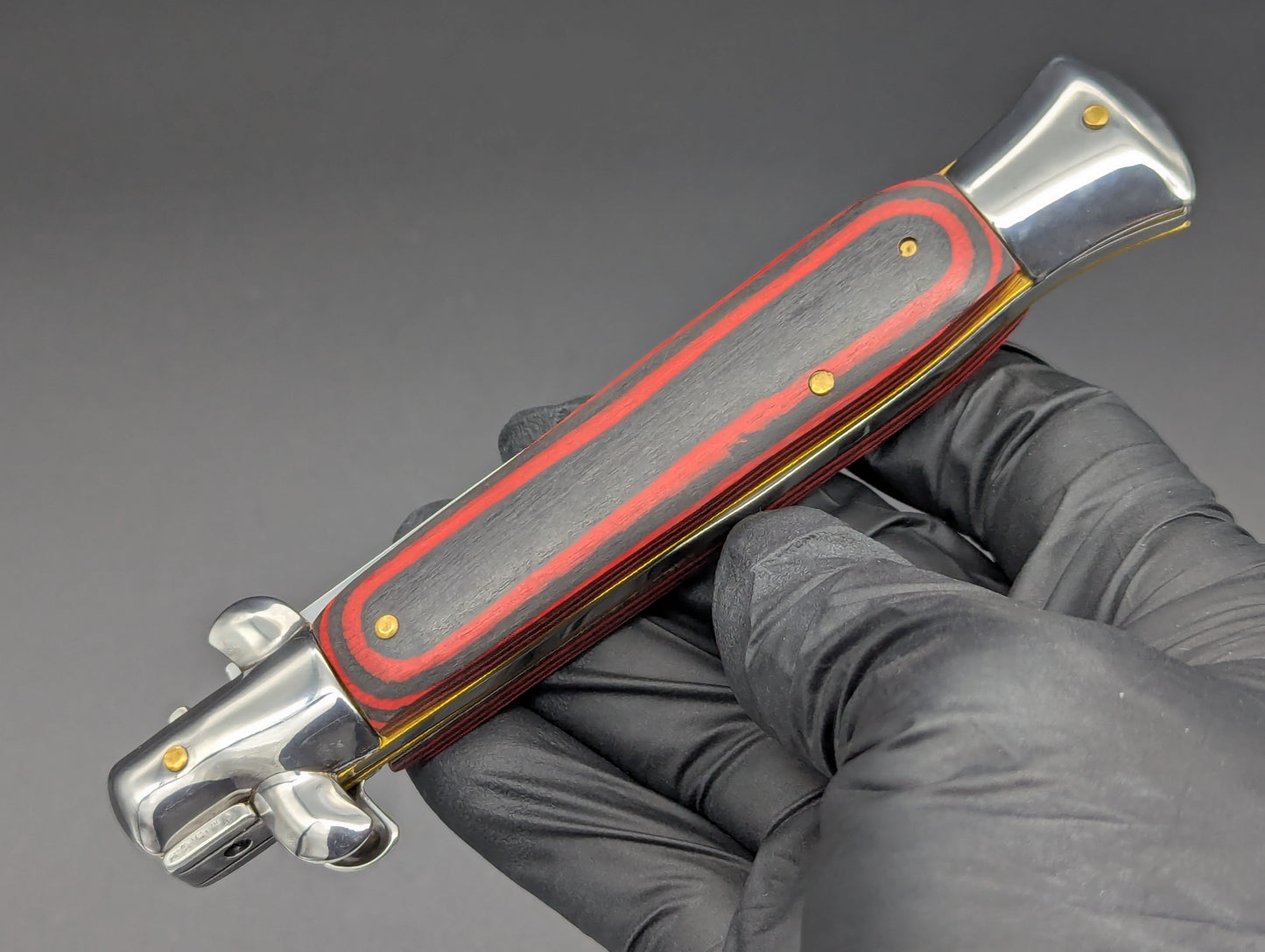 9.5" RED & BLACK WOOD ITALIAN STYLE STILETTO