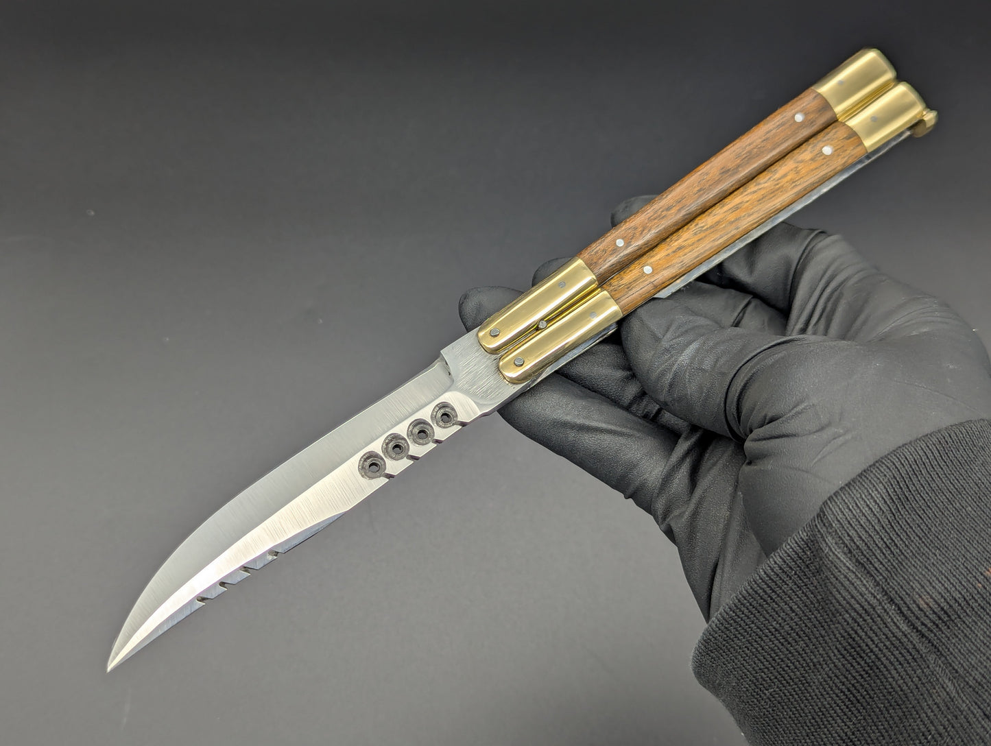 9" FHM Slim Narrawood Balisong Rambo Blade