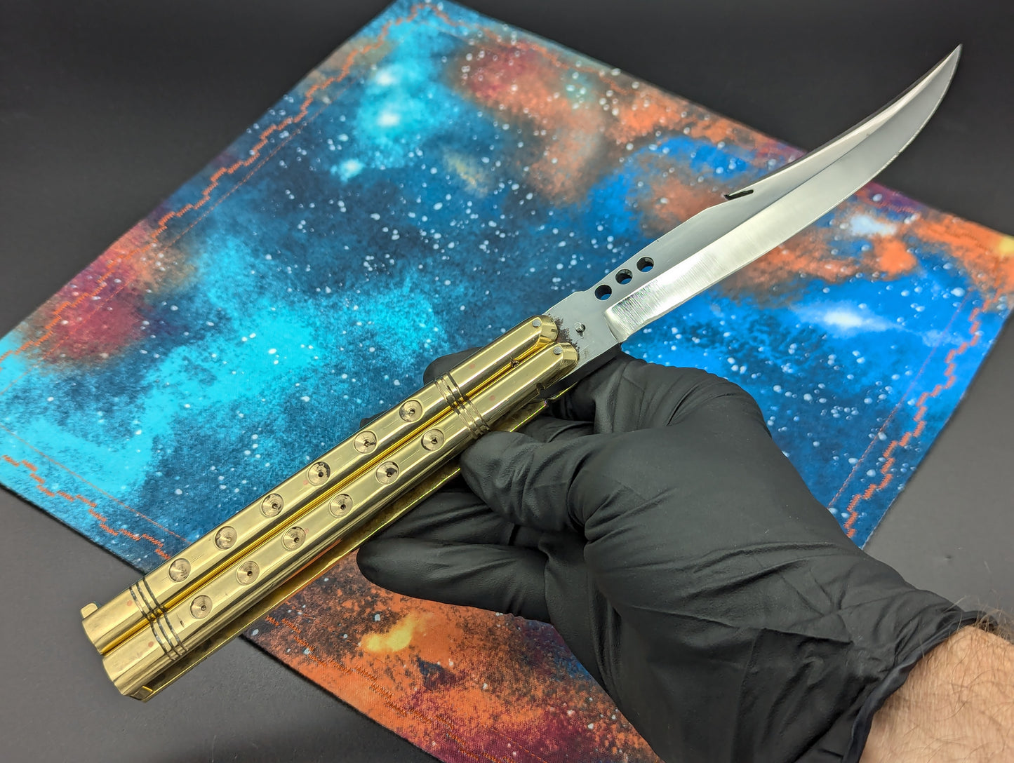 11" Gut Hook Clip Blade Ultra Heavy Brass FHM Balisong