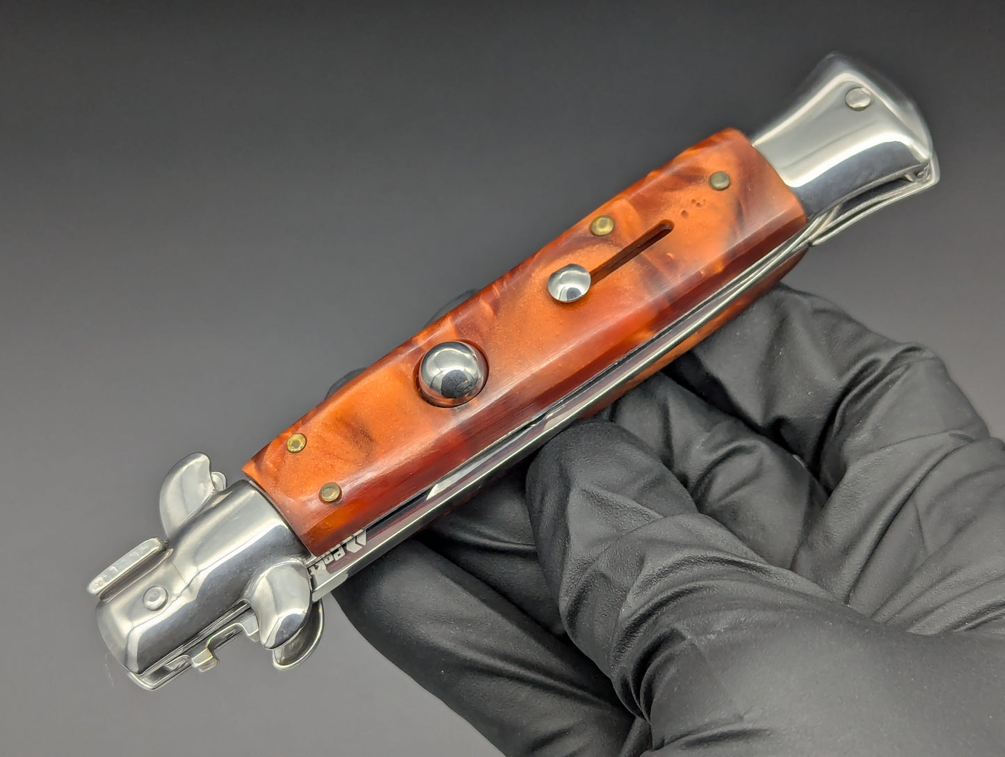 9" ORANGE PEARL BAYO BLADE ITALIAN STYLE STILETTO