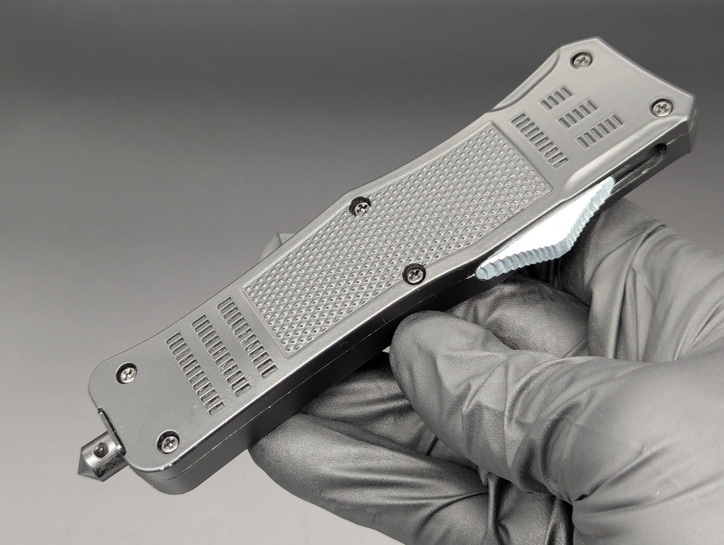 9" 2-Tone Black Dual Edge CQC OTF Automatic Knife