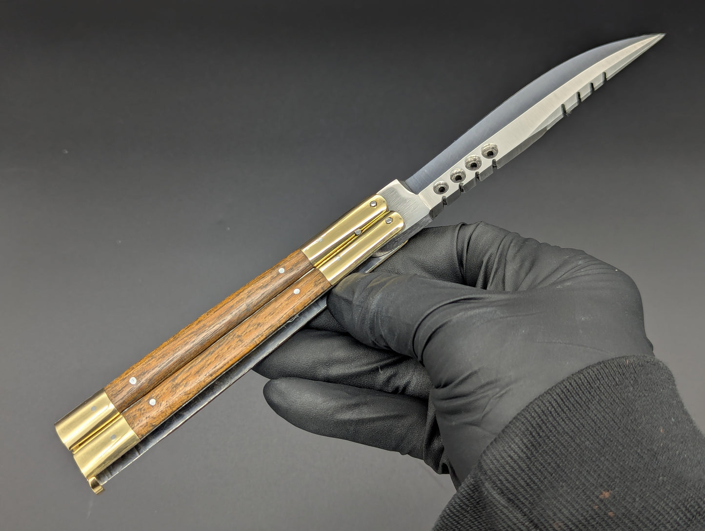 9" FHM Slim Narrawood Balisong Rambo Blade