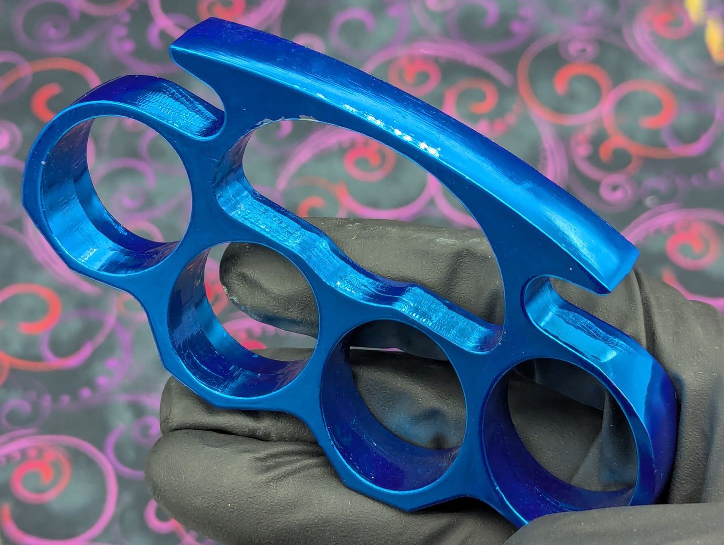 Metallic Blue Steel Square Top Knuckle Dusters