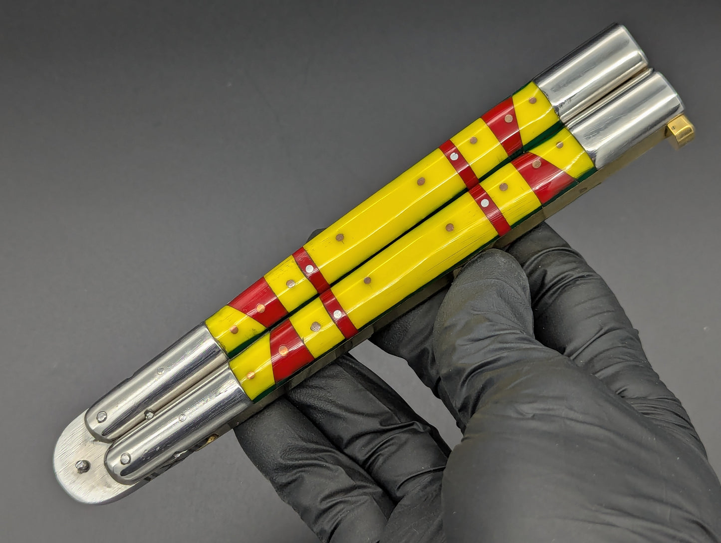 29cm 256g FIESTA STRAIGHT RAZOR FHM BALISONG YELLOW/ RED