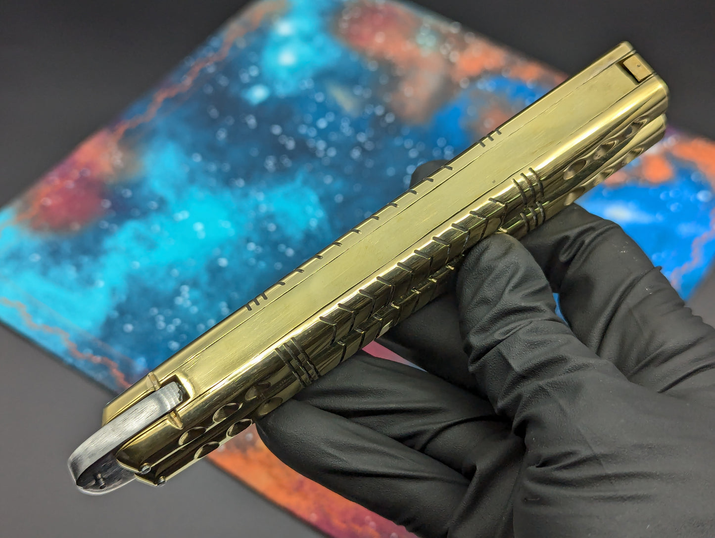 11" Classic Clip Point Blade Ultra Heavy Brass FHM Balisong