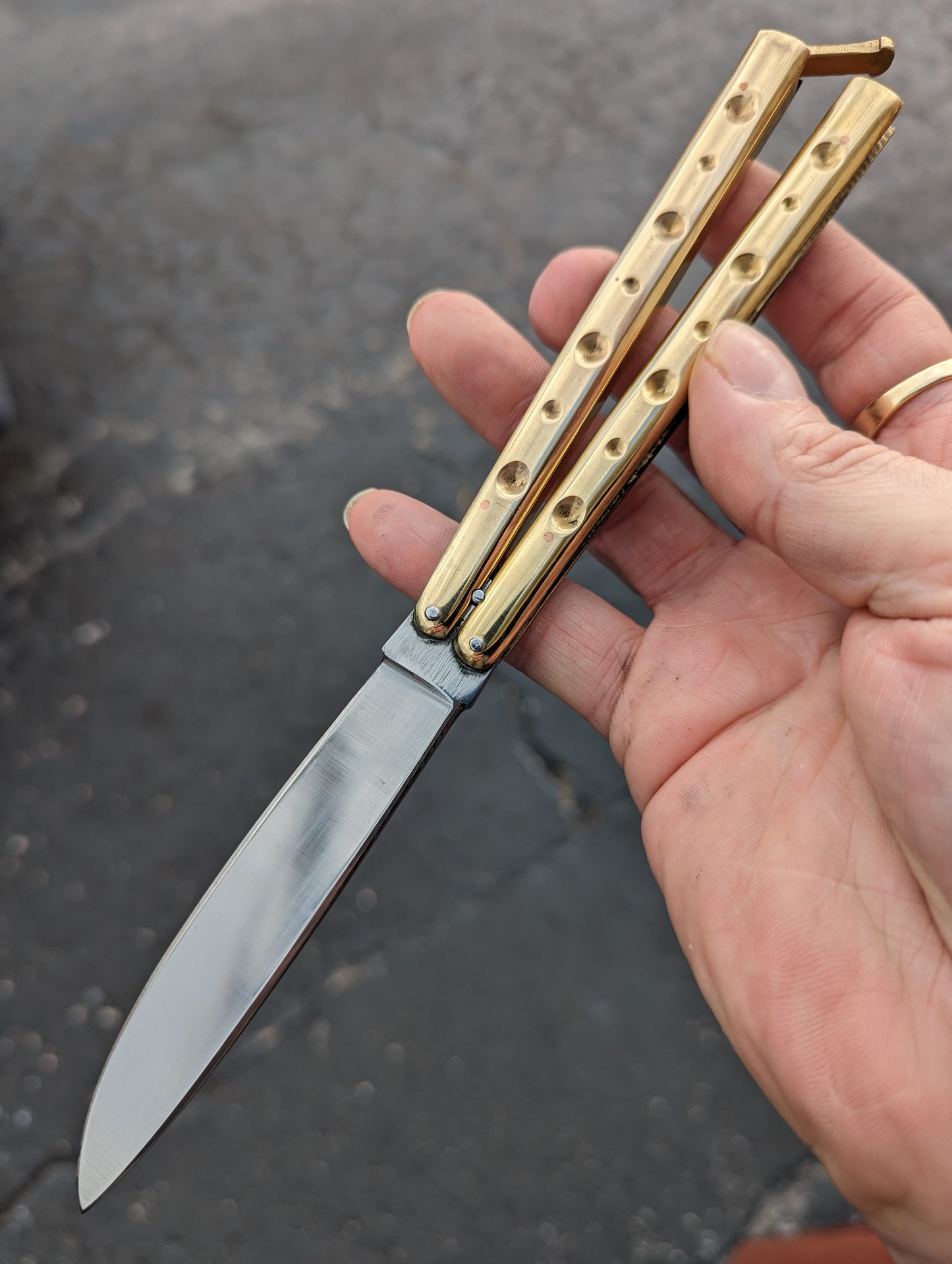 23cm/ 9" Solid Brass Milled FHM Balisong Knife Drop Point