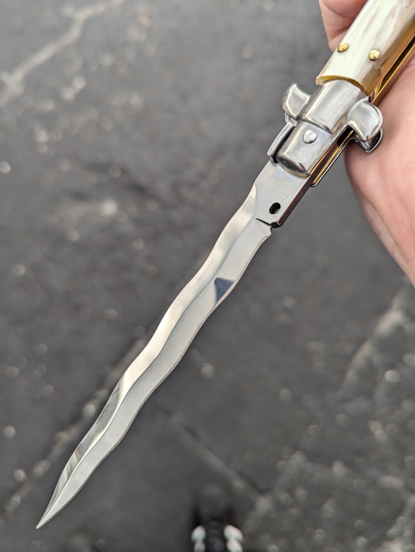 11" FRANK BELTRAME HONEY HORN KRIS BLADE ITALIAN STILETTO #1