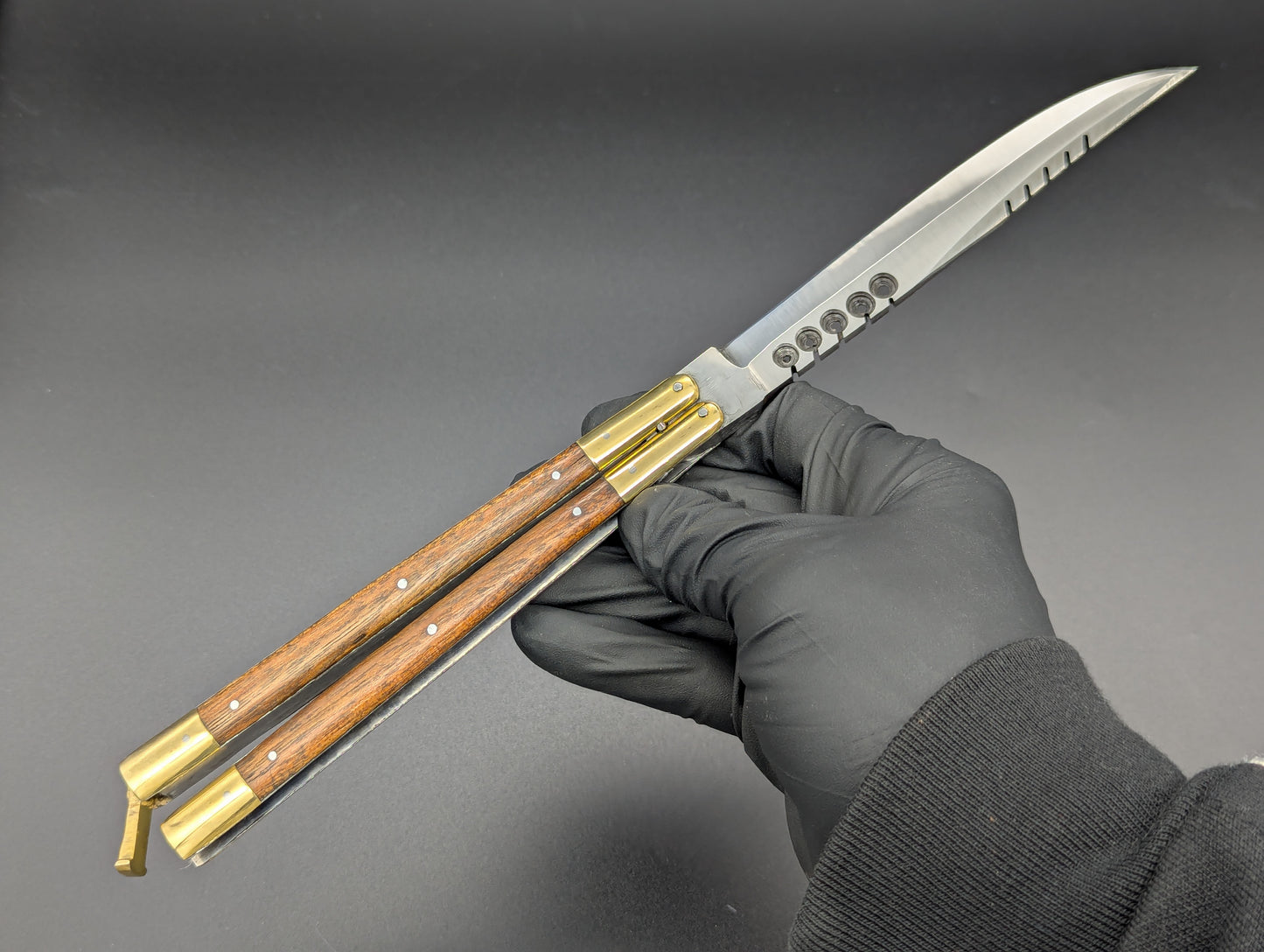 11" FHM Philippines Handmade Slim Narra Wood Balisong Rambo Clip Point