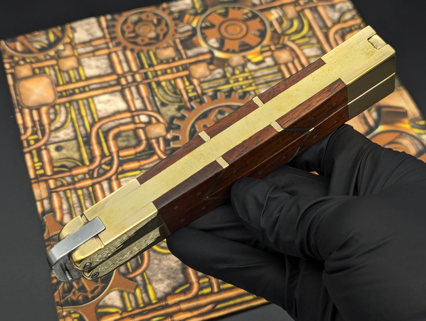 11" ABEST PHILIPPINES HANDMADE BALISONG RED WOOD SQUARED BRASS