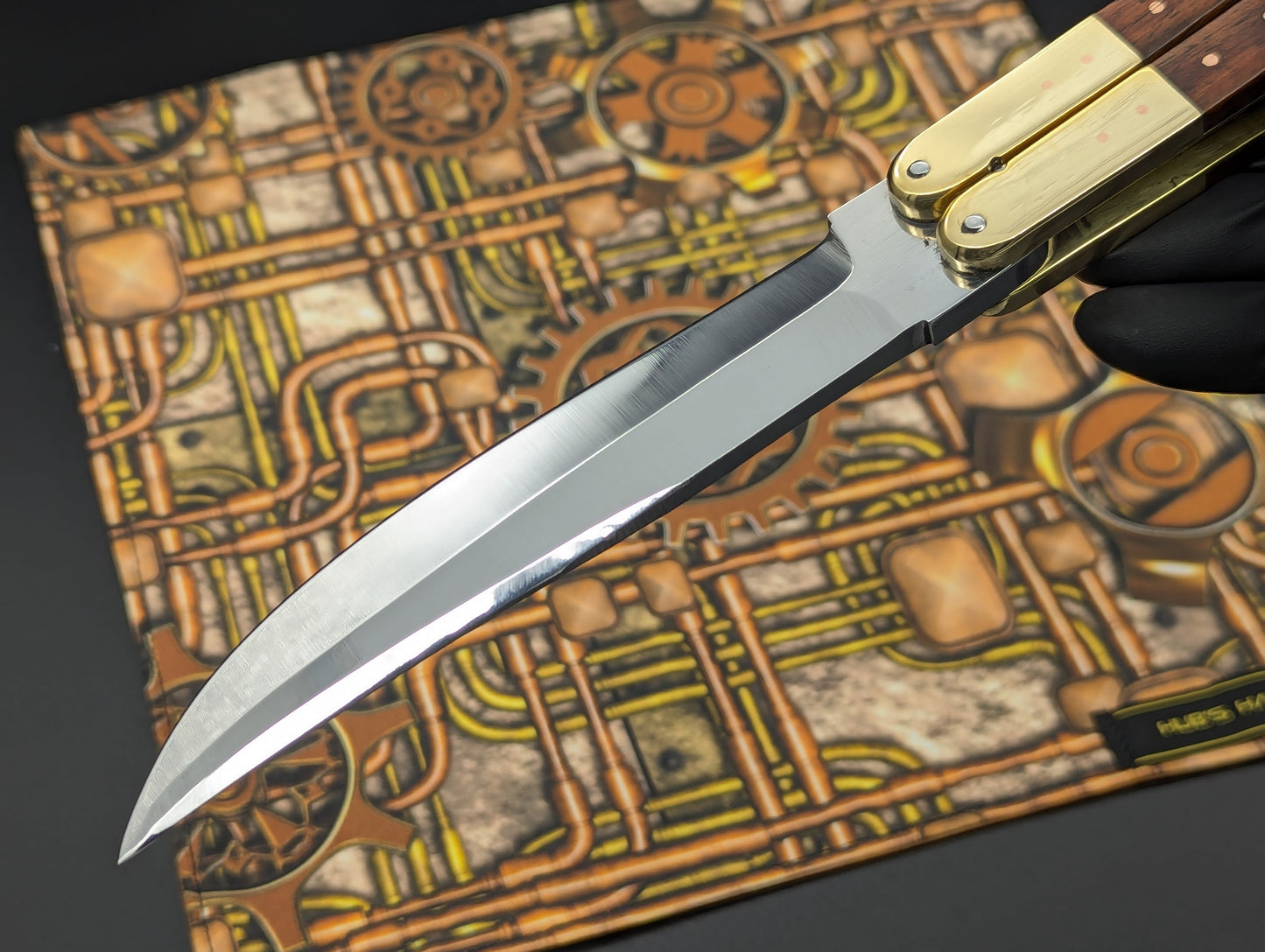 11" ABEST PHILIPPINES HANDMADE BALISONG RED WOOD SQUARED BRASS