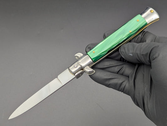 8" D.E.S. GARANTIE GREEN PEARLEX ITALIAN STILETTO