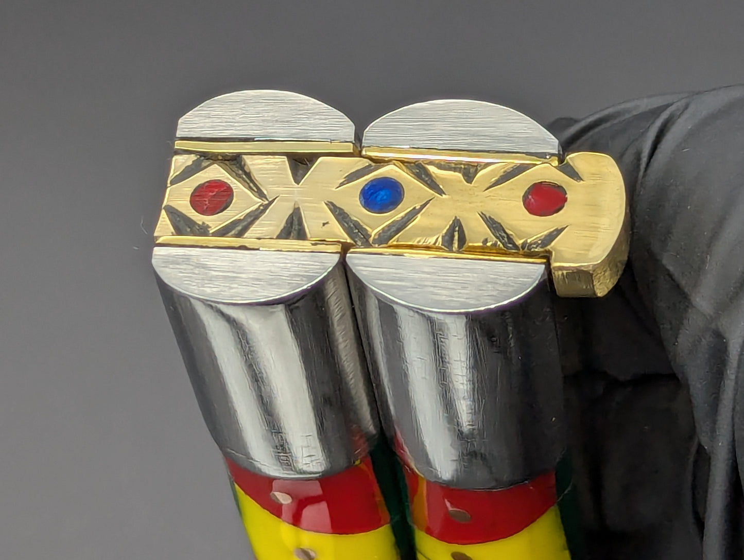 29cm 264g FIESTA FHM BALISONG RED/ YELLOW CLIP POINT