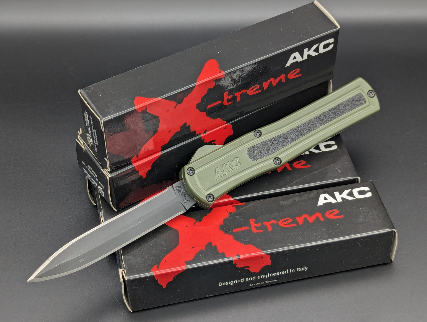 AKC EXTREME F-20 GREEN TACTICAL OTF KNIFE
