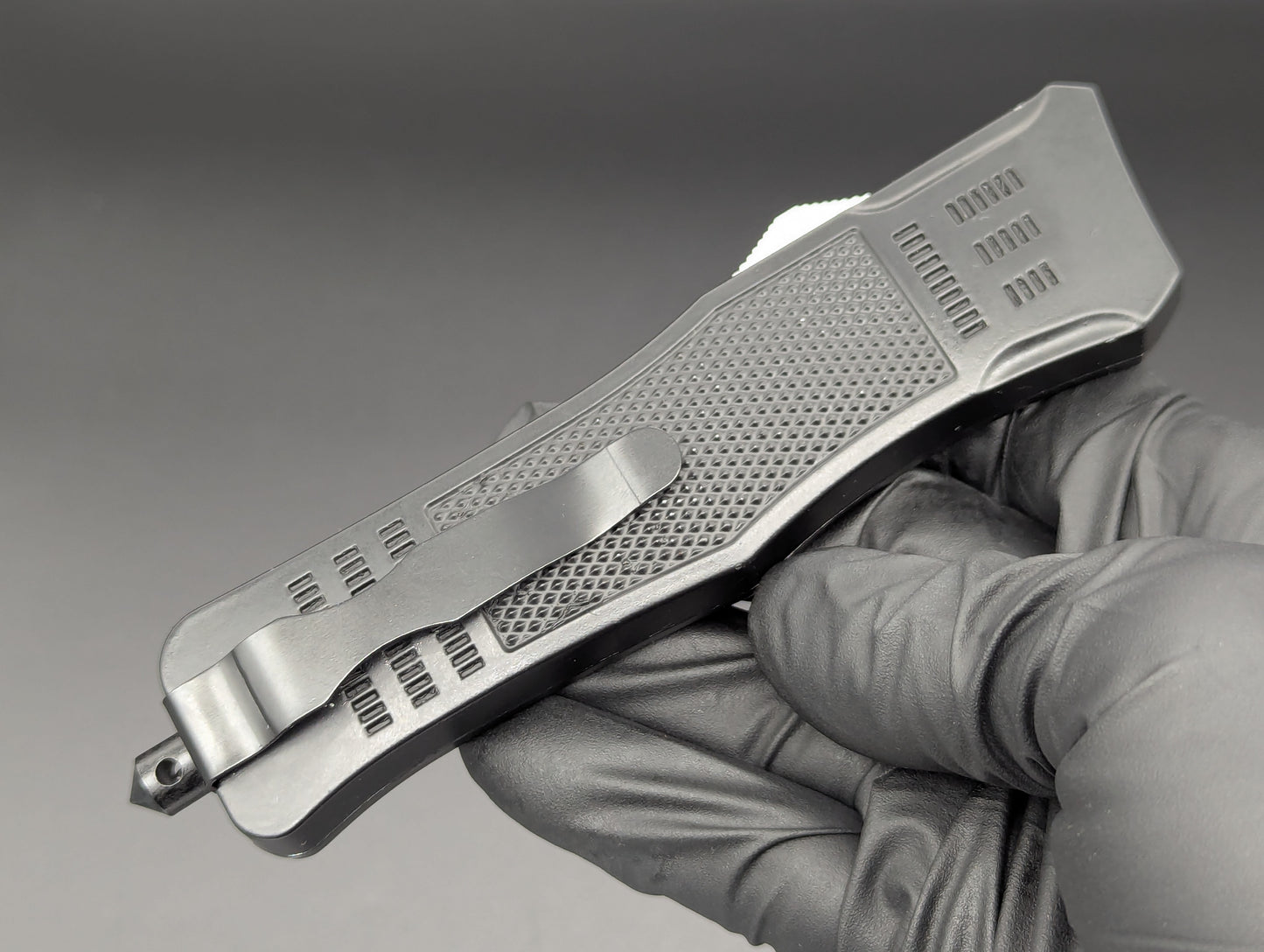 9" 2-Tone Black Dual Edge CQC OTF Automatic Knife