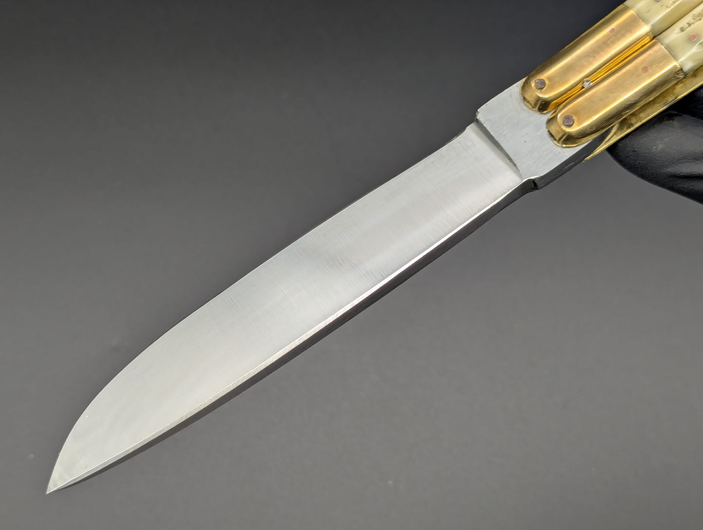 11" JIGGED COWBONE BRASS FHM BALI KNIFE DROP POINT