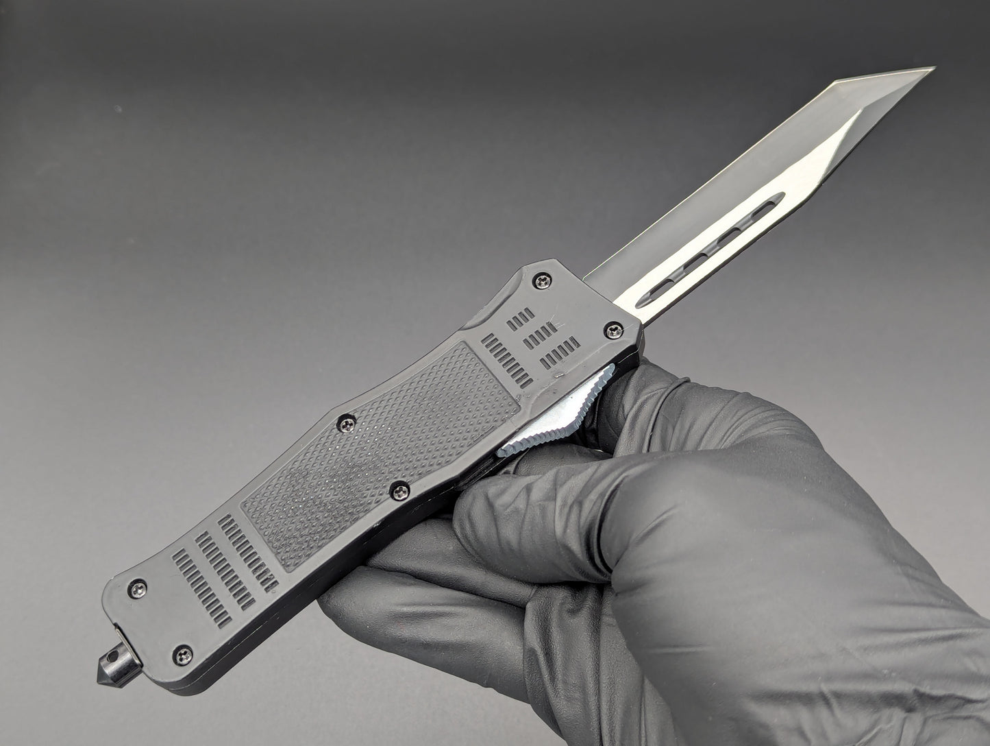 9" 2-Tone Black Tanto CQC OTF Automatic Knife