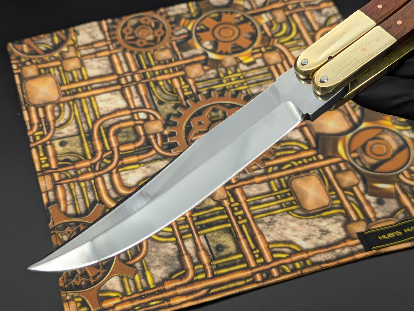 11" ABEST PHILIPPINES HANDMADE BALISONG RED WOOD SQUARED BRASS