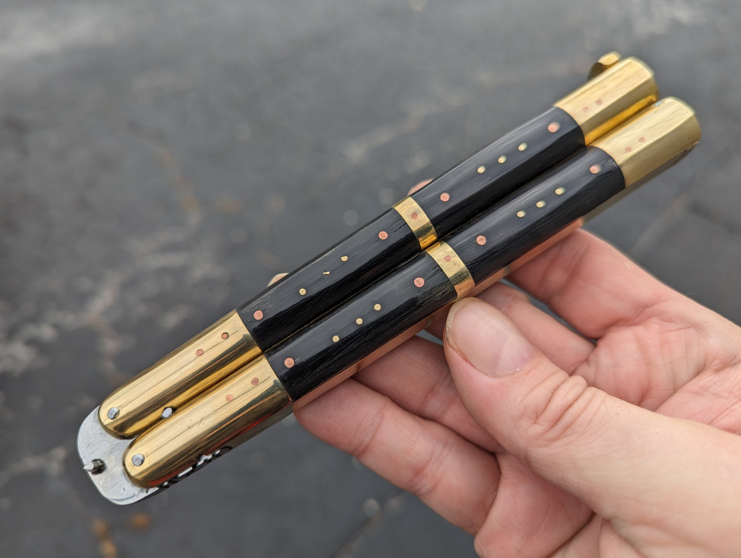 29 CM FHM DOUBLE BLACK HORN BALISONG CLIP POINT