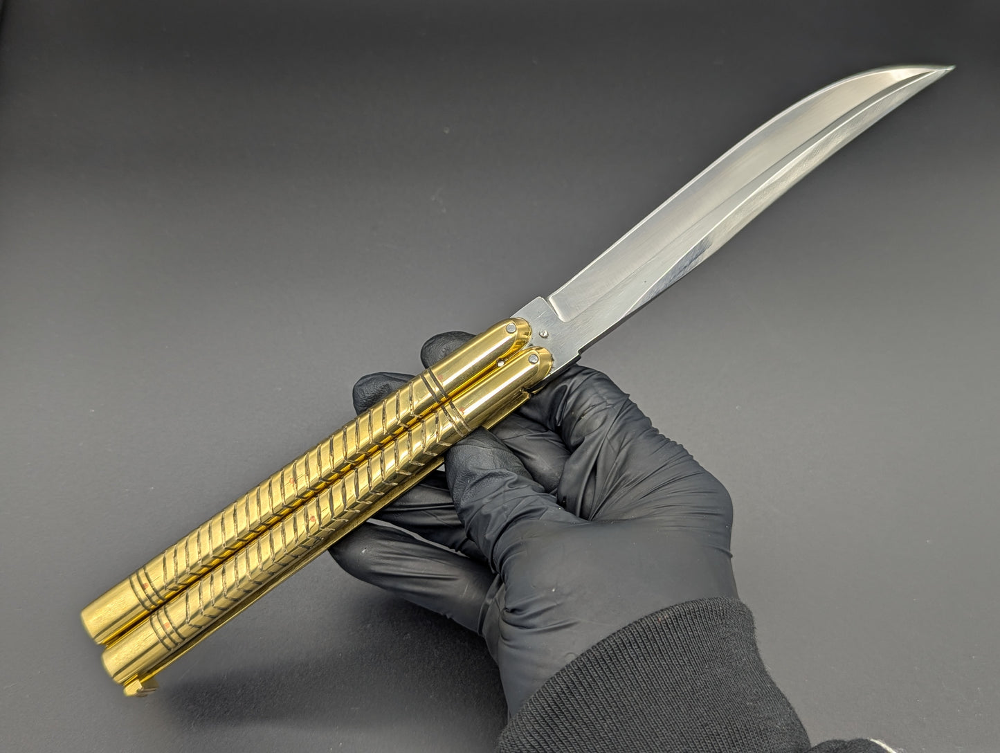 11" 376 GRAM HEAVYWEIGHT FHM BALISONG BRASS/ CLIP