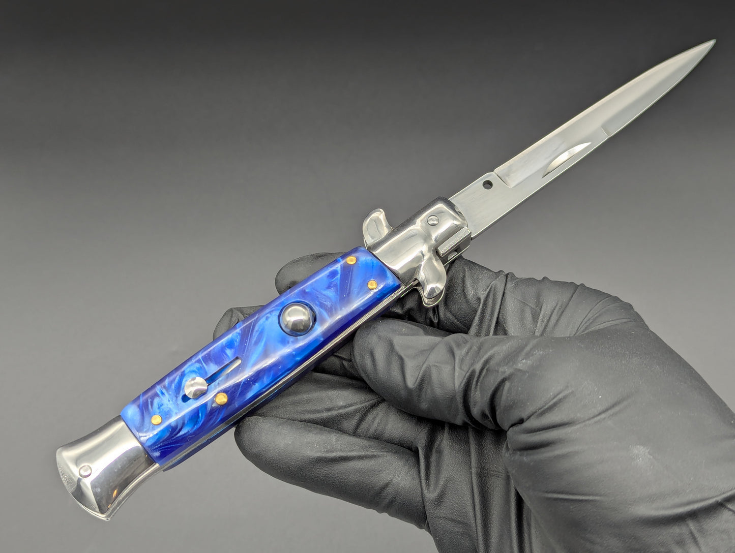 9" BLUE PEARL BAYO BLADE ITALIAN STYLE STILETTO