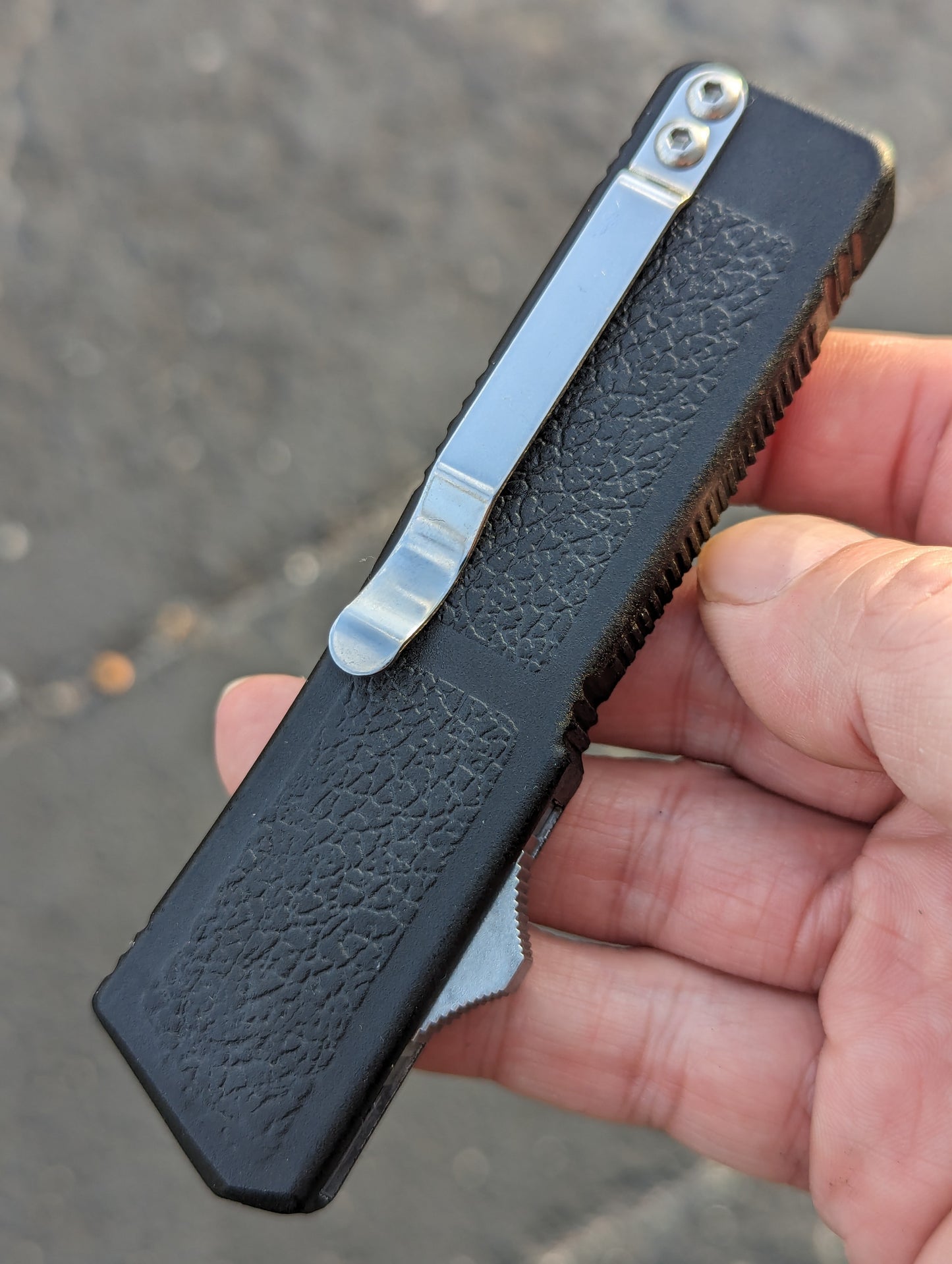 Black Stainless Double Edge Lightning OTF Knife