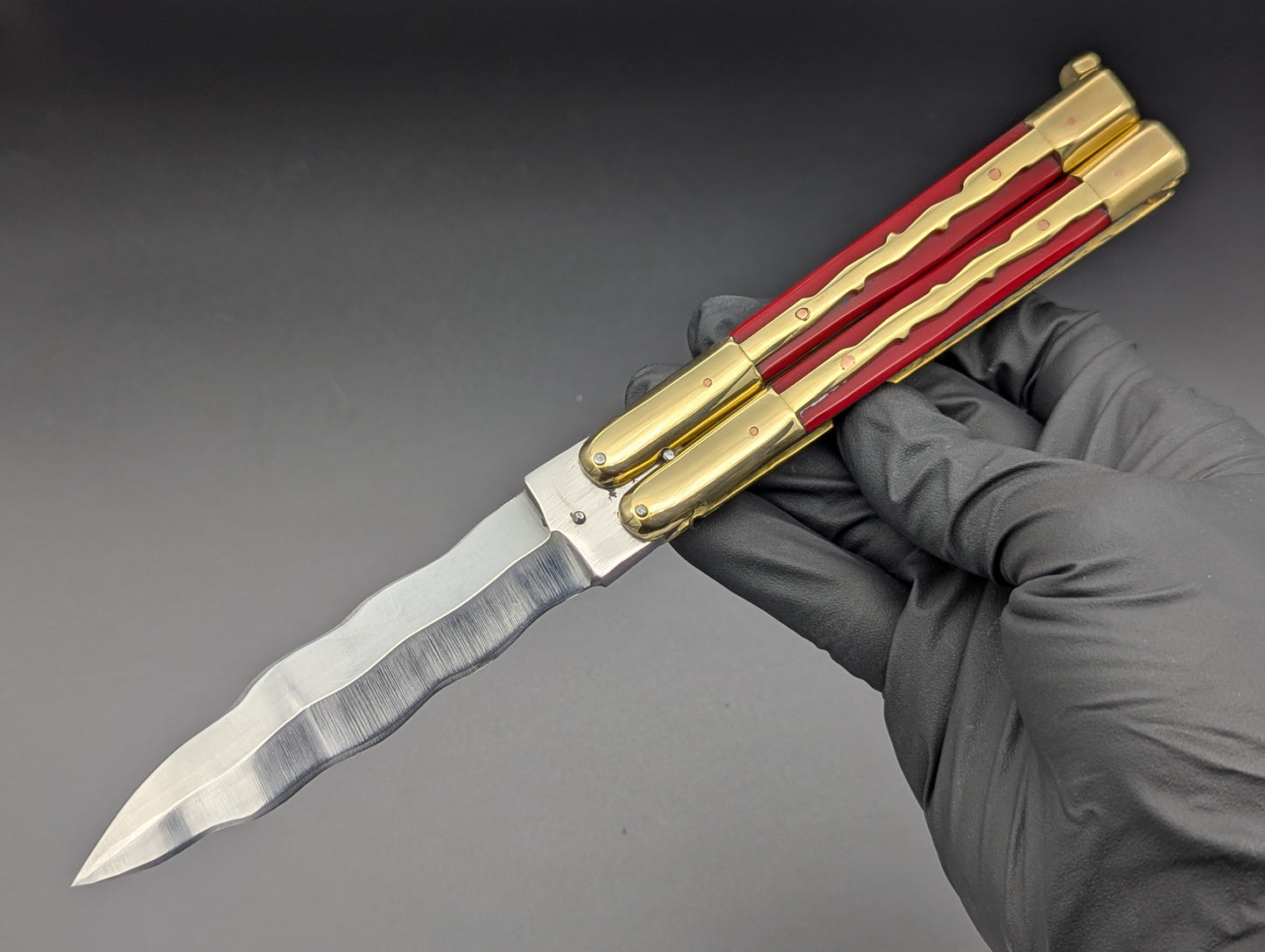 9" KRIS KALAPKUP RED FHM BALISONG KNIFE