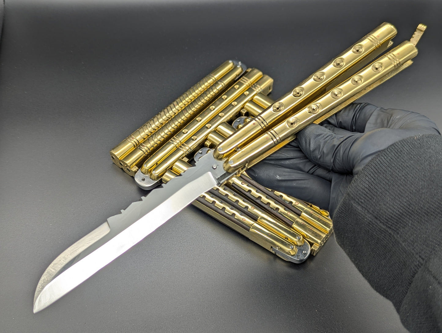 11" 354 GRAM HEAVYWEIGHT FHM BALISONG BRASS/ WHARNCLIFF