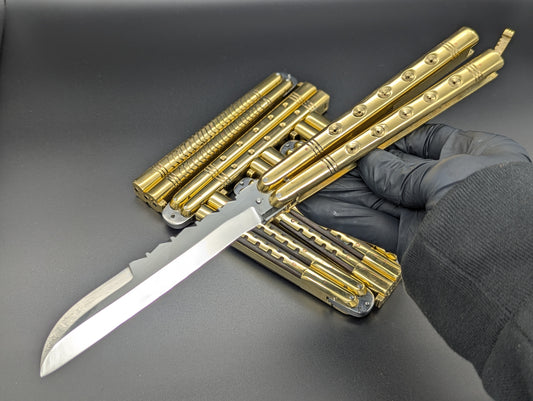 11" 354 GRAM HEAVYWEIGHT FHM BALISONG BRASS/ WHARNCLIFF